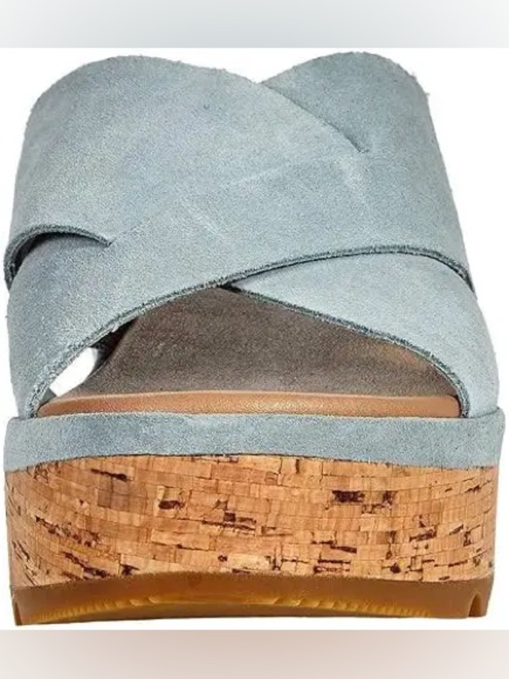 Sorel Cameron Flatform Mule - Cork Platform Sandal- crushed blue, sea salt - Picture 5 of 12